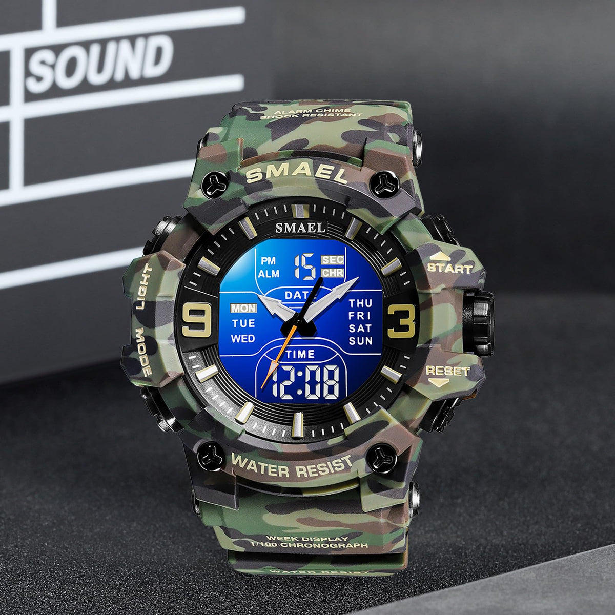 Men Tactical Analog Digital Sport Watch 50M LED C24680