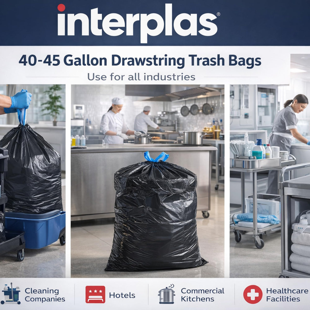 44 Gallon Drawstring Trash Bags 50 Count P590409