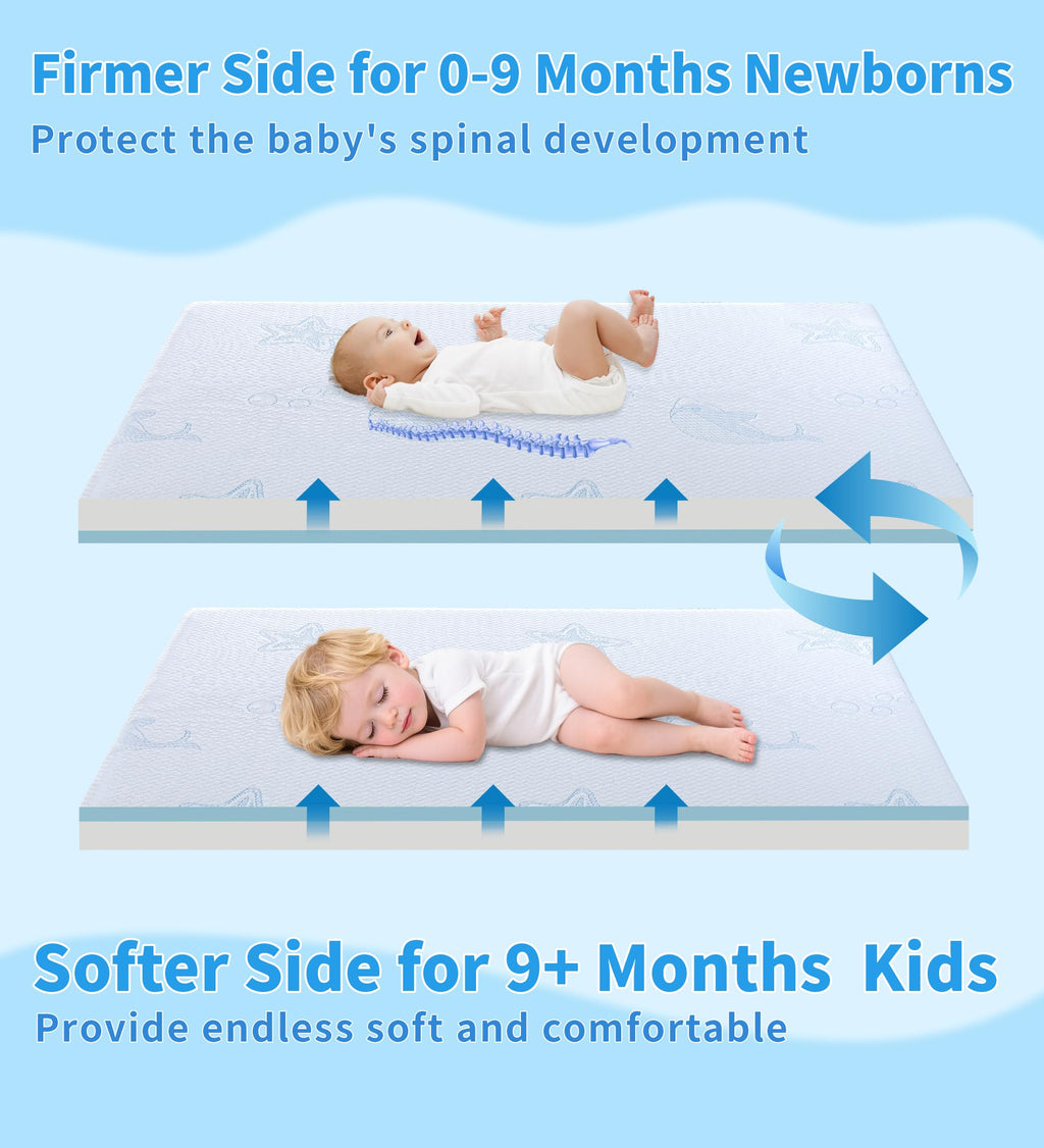 Dual-Sided Memory Foam Pack and Play Mattress with Removable Washable Cover X479