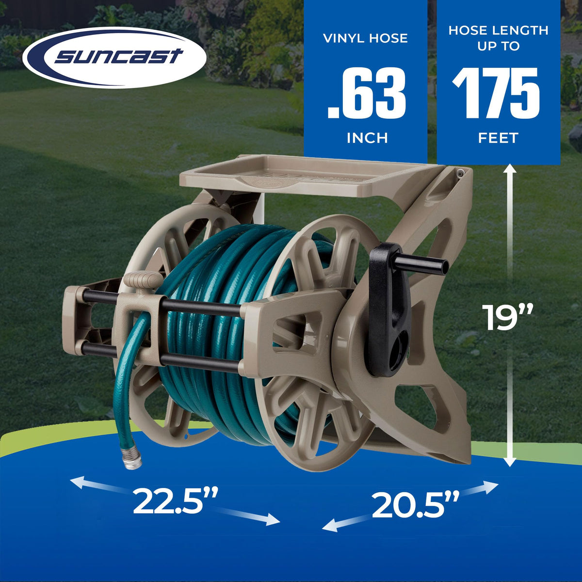 Wall-Mount Hose Reel with Storage Tray F6792