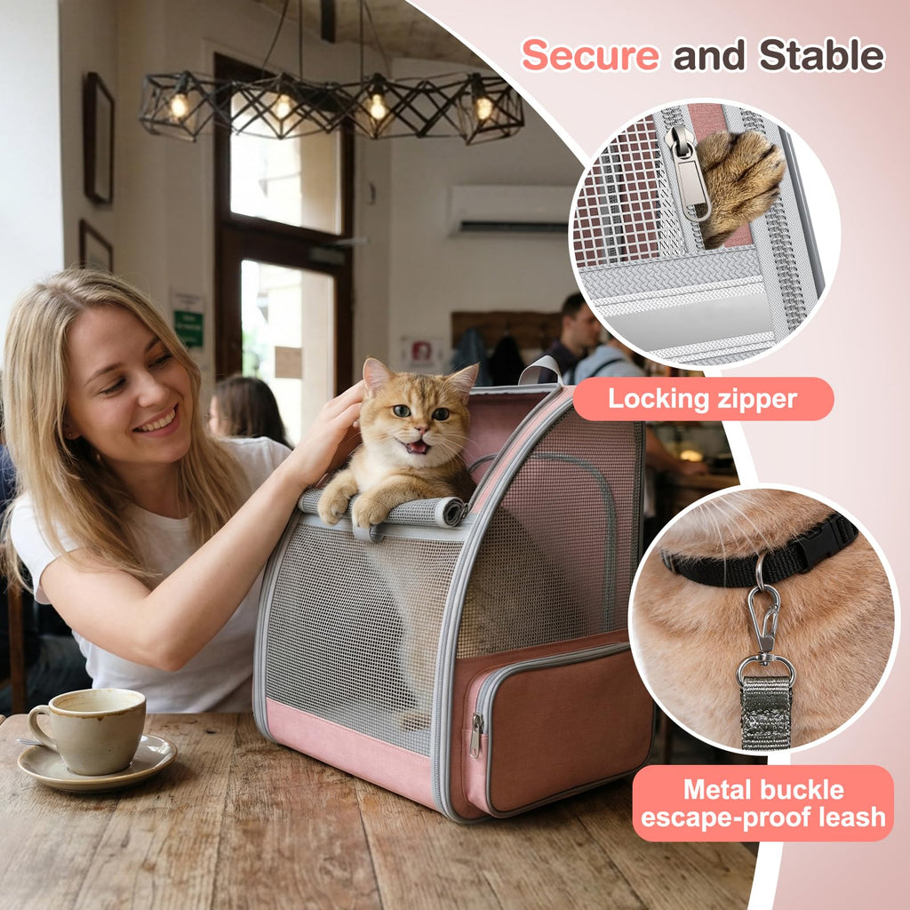 Pink Expandable Mesh Cat Backpack Carrier J3493