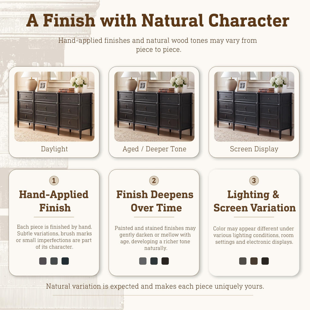 63" 9-Drawer Wood Dresser with Power Outlet, Black M7484