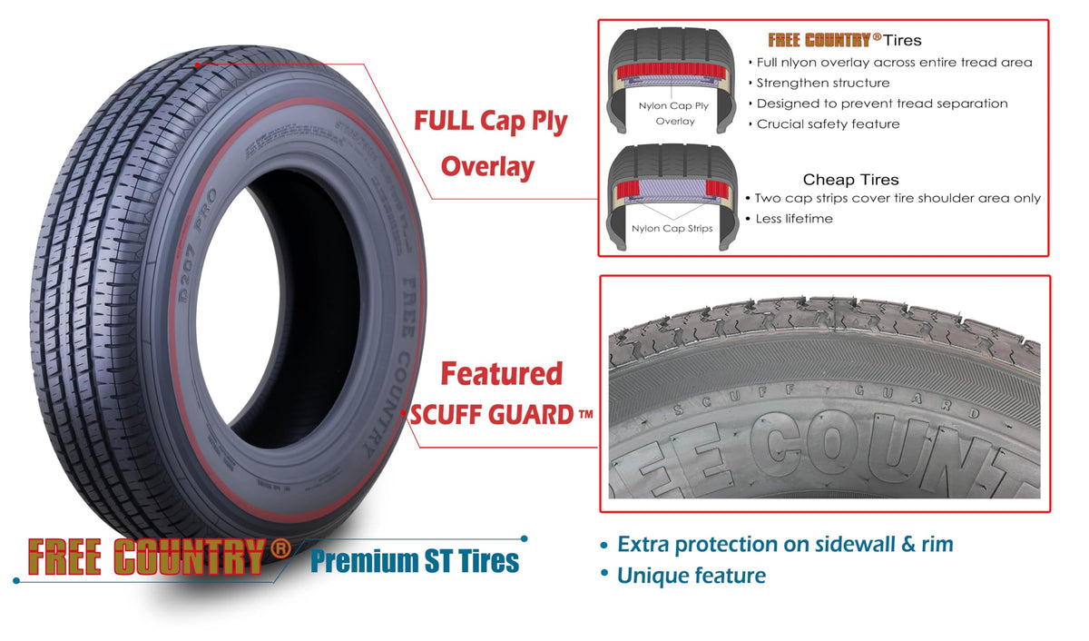 ST205/75R15 Trailer Tires Set of 4 J40899