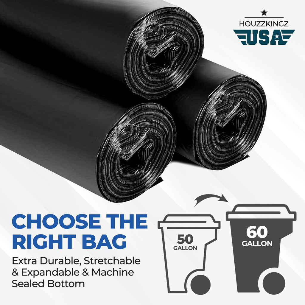 55 Gallon 20 Black Heavy Duty Trash Bags O440