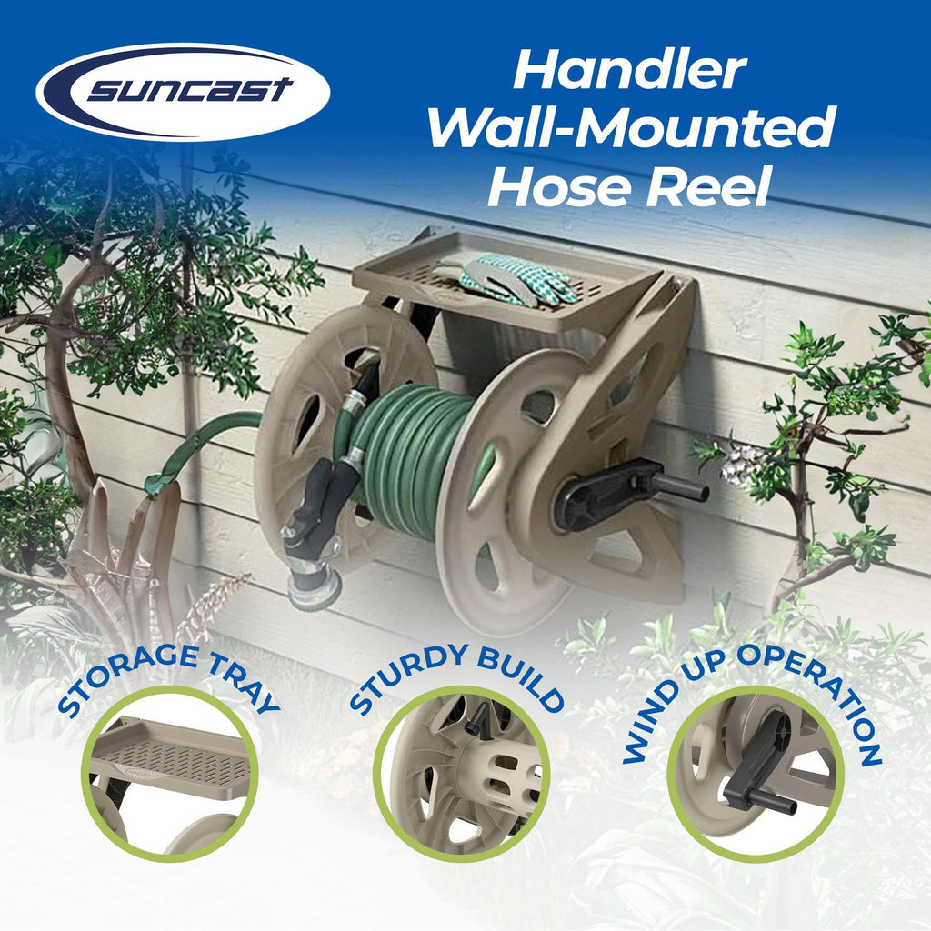 Hard Plastic Wall Mounted Retractable Garden Hose Reel with 200 Feet Hose Capacity W869
