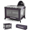 4-in-1 Portable Baby Playard with Bassinet and Changing Table, Black Y111