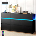 Black 9 Drawer Dresser with Charging Station and LED Lights K890860