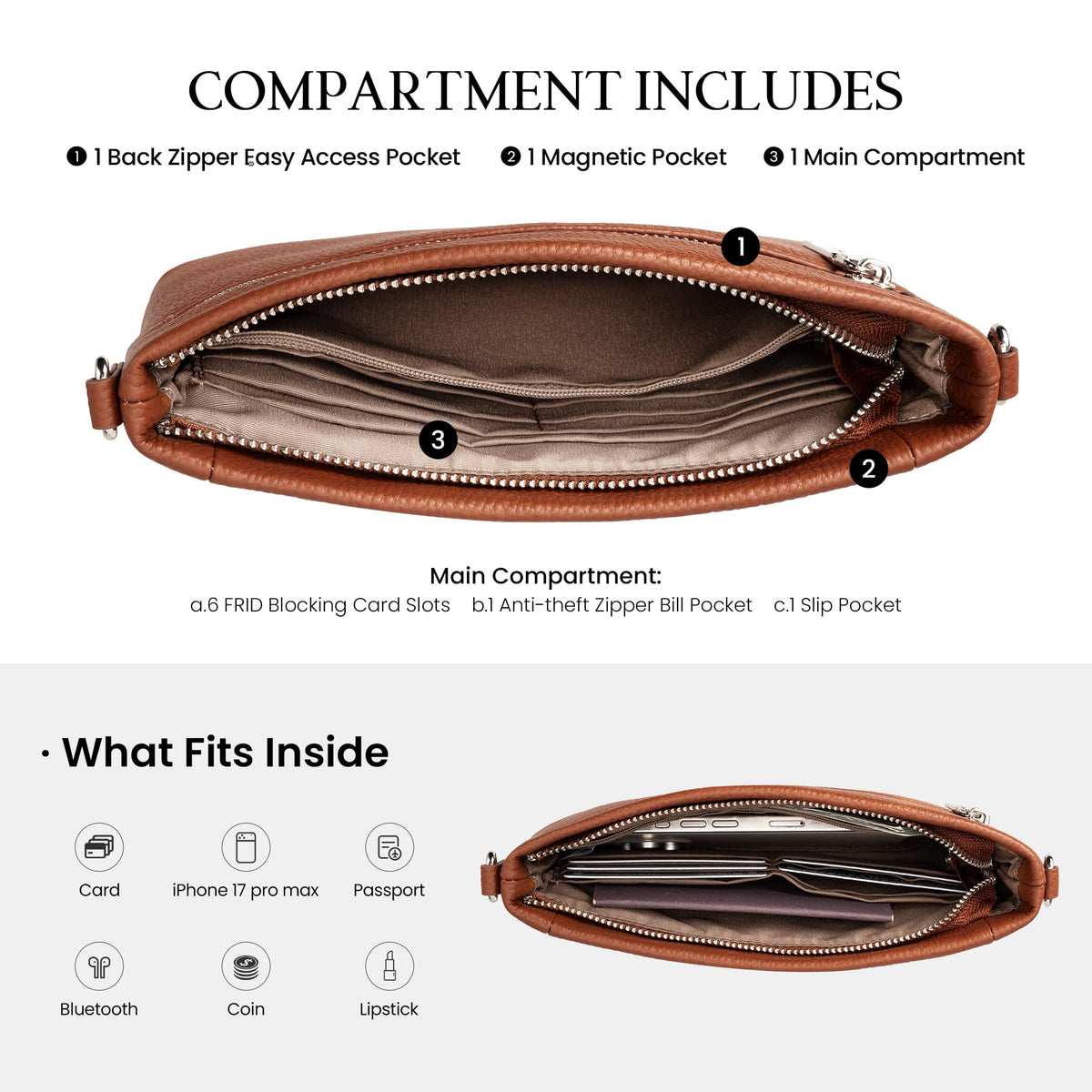 Genuine Leather Wristlet Wallet with Built in Wallet X186995