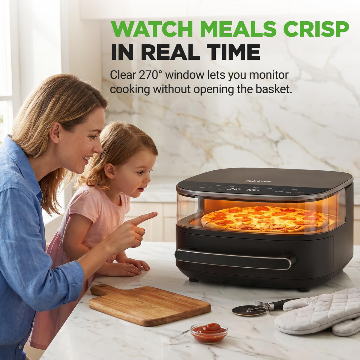 6 Quart Extra Large Air Fryer with 11-in-1 Cooking Presets Grey C9107
