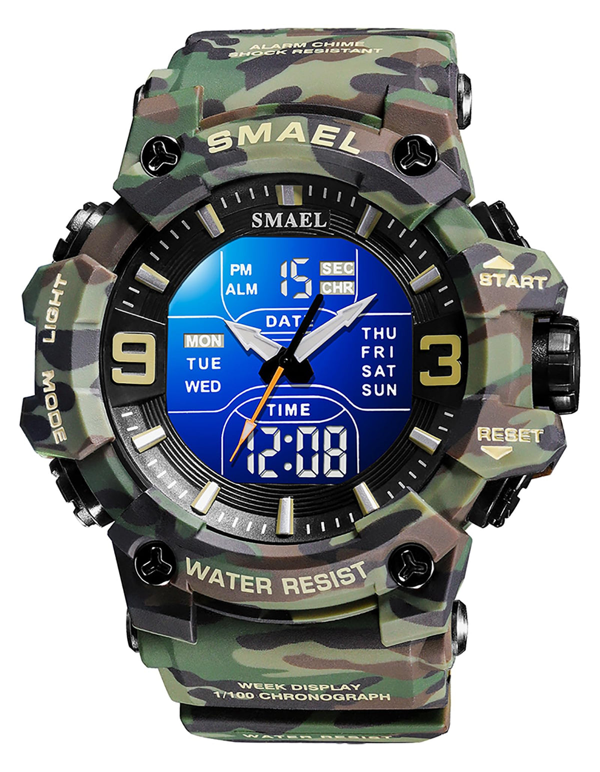 Men Tactical Analog Digital Sport Watch 50M LED C24680