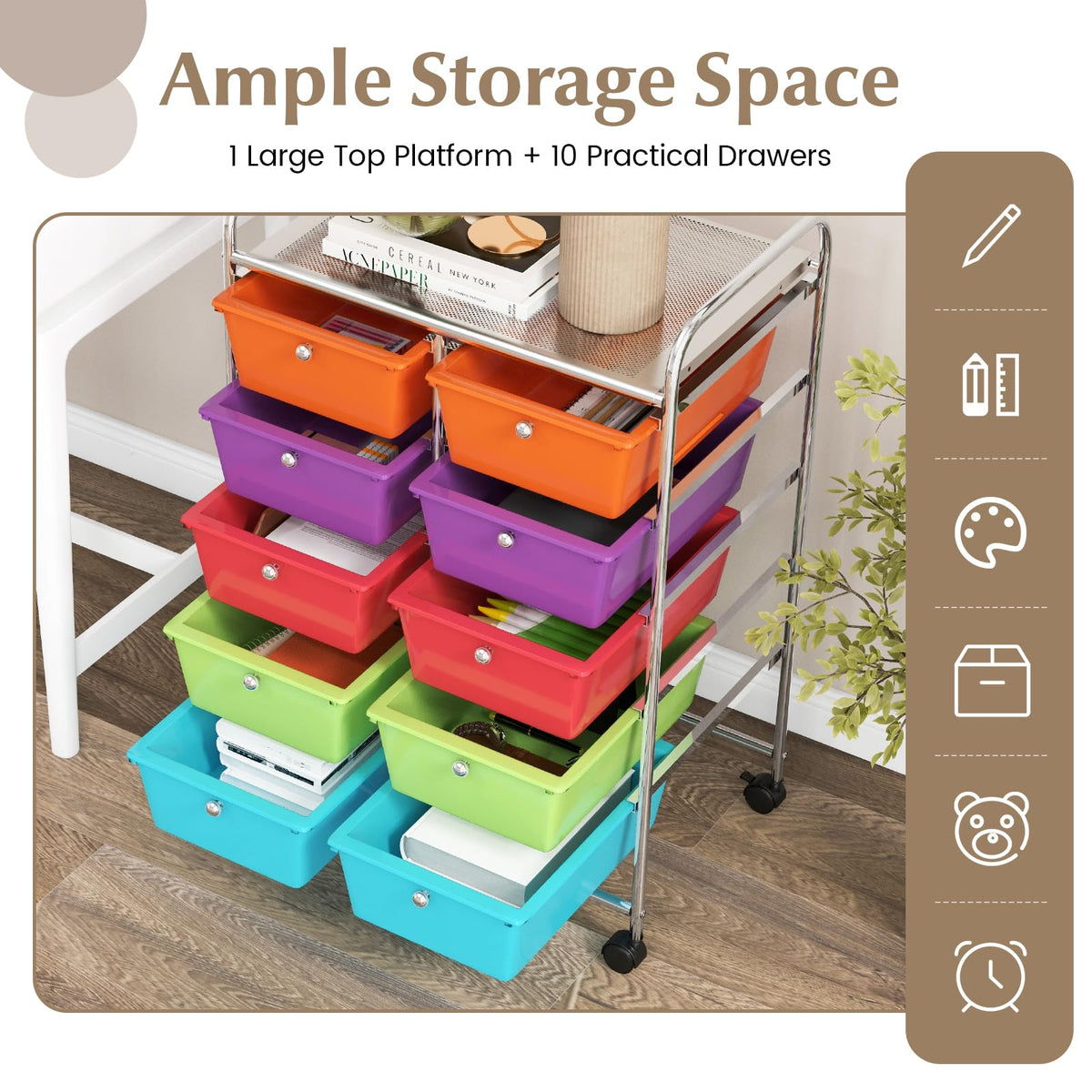 10 Drawer Rolling Storage Cart H535