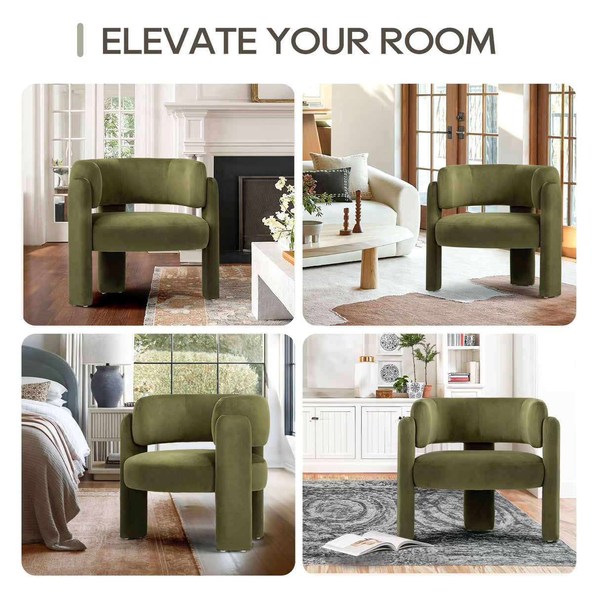 Modern Green Upholstered Accent Chair A469009