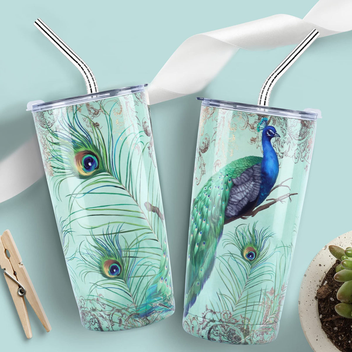 20 oz Insulated Stainless Steel Tumbler with Straw Lid G2746
