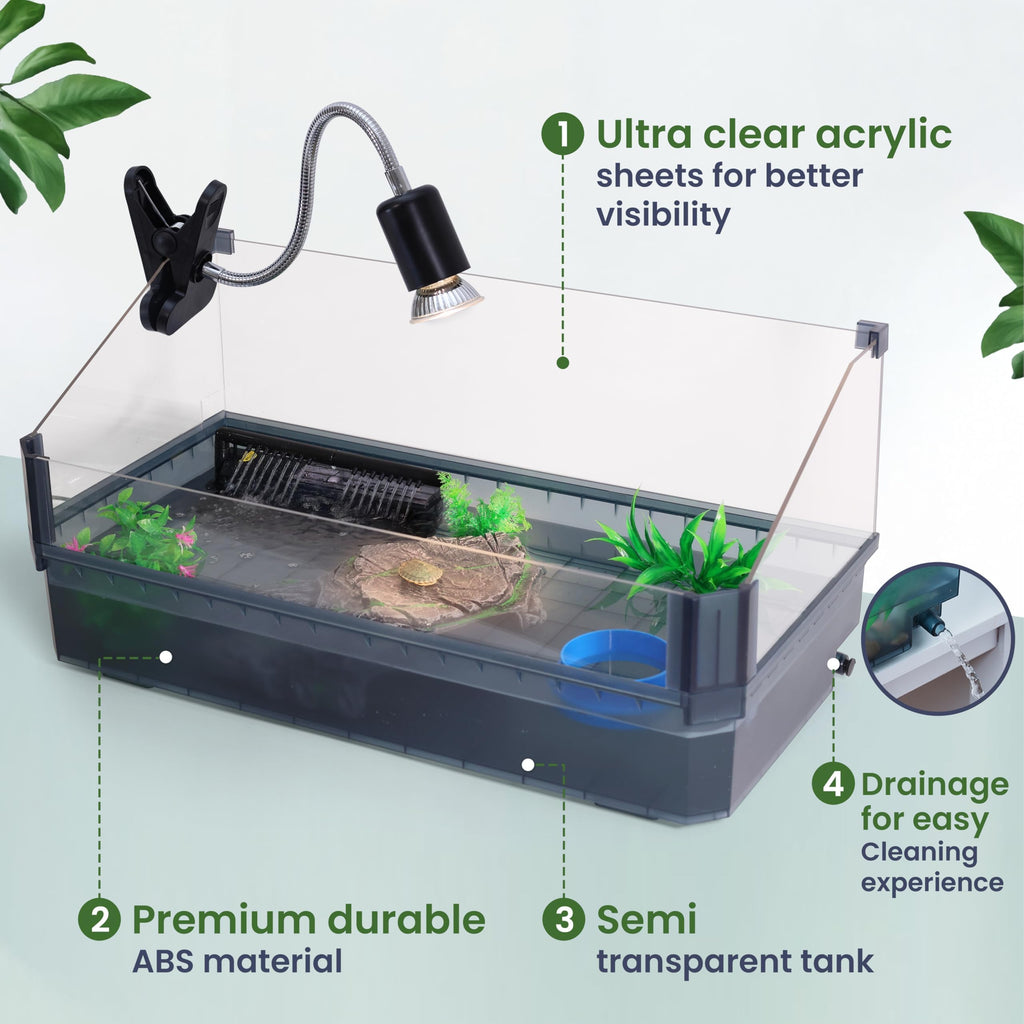 Black Turtle Tank Kit with Filter, UVB Lamp and Basking Platform Z14182