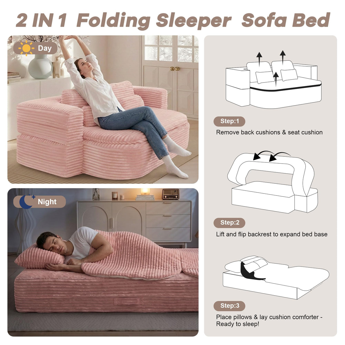 75'' Folding Sleeper Sofa Bed F132665