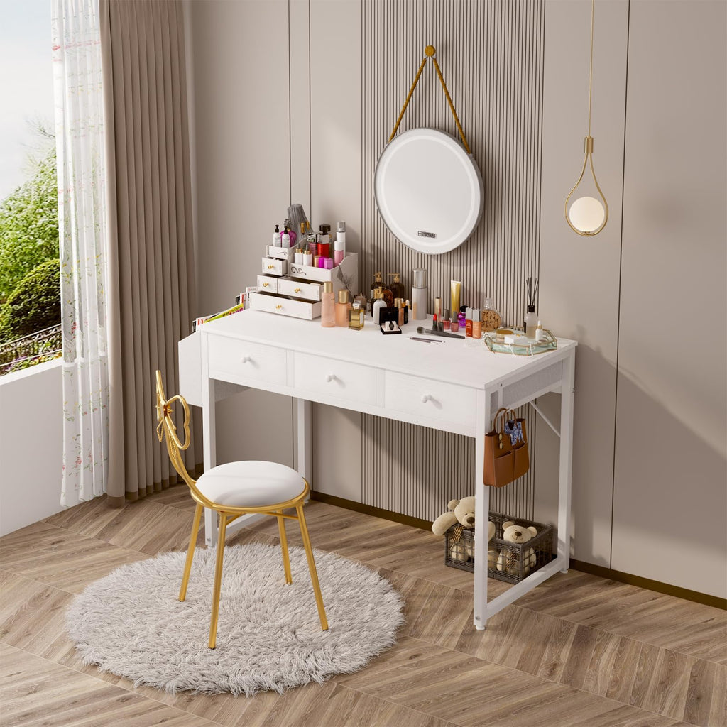 White 40 Inch Computer Desk with Drawers F47011