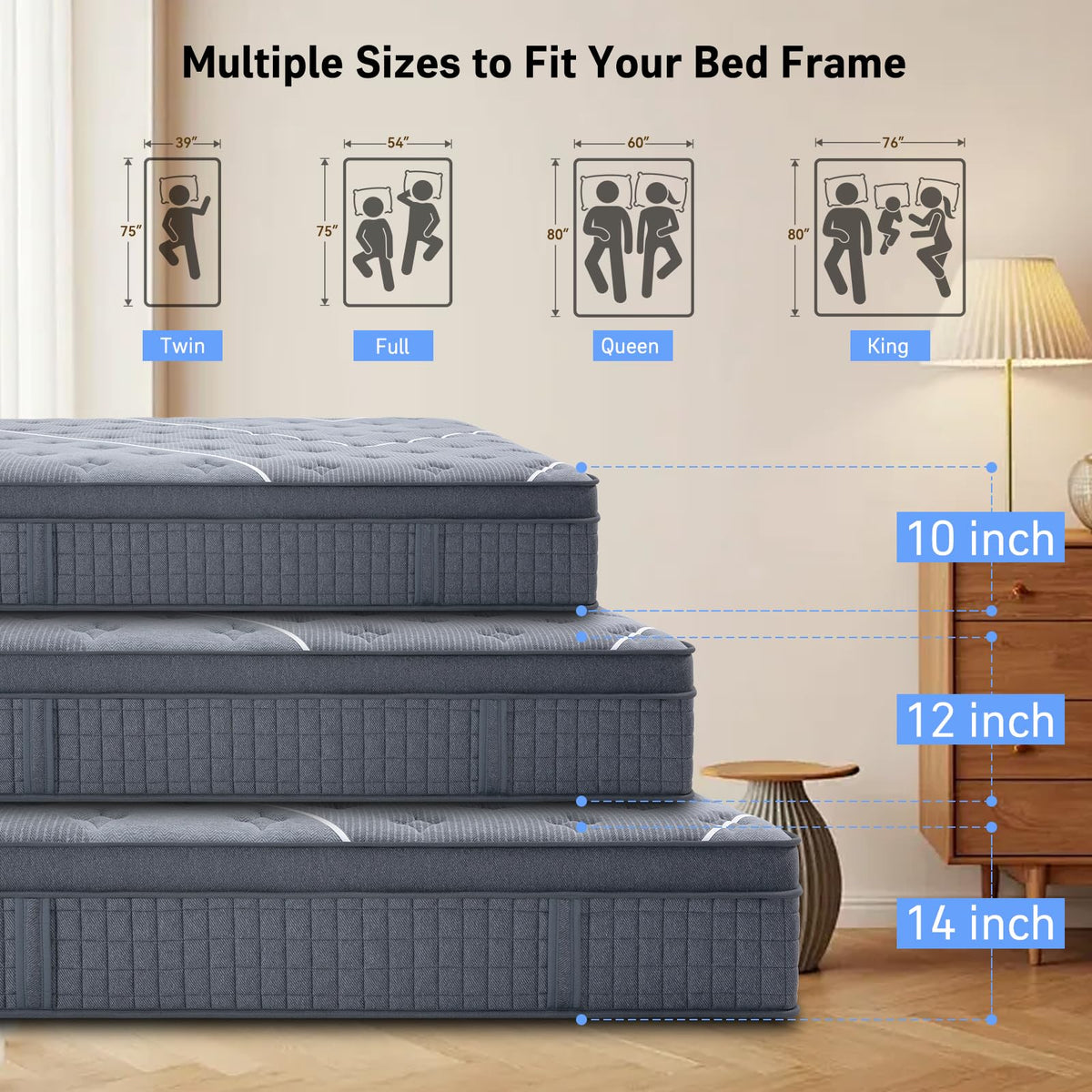 12 Inch Gel Memory Foam Hybrid Mattress O97506