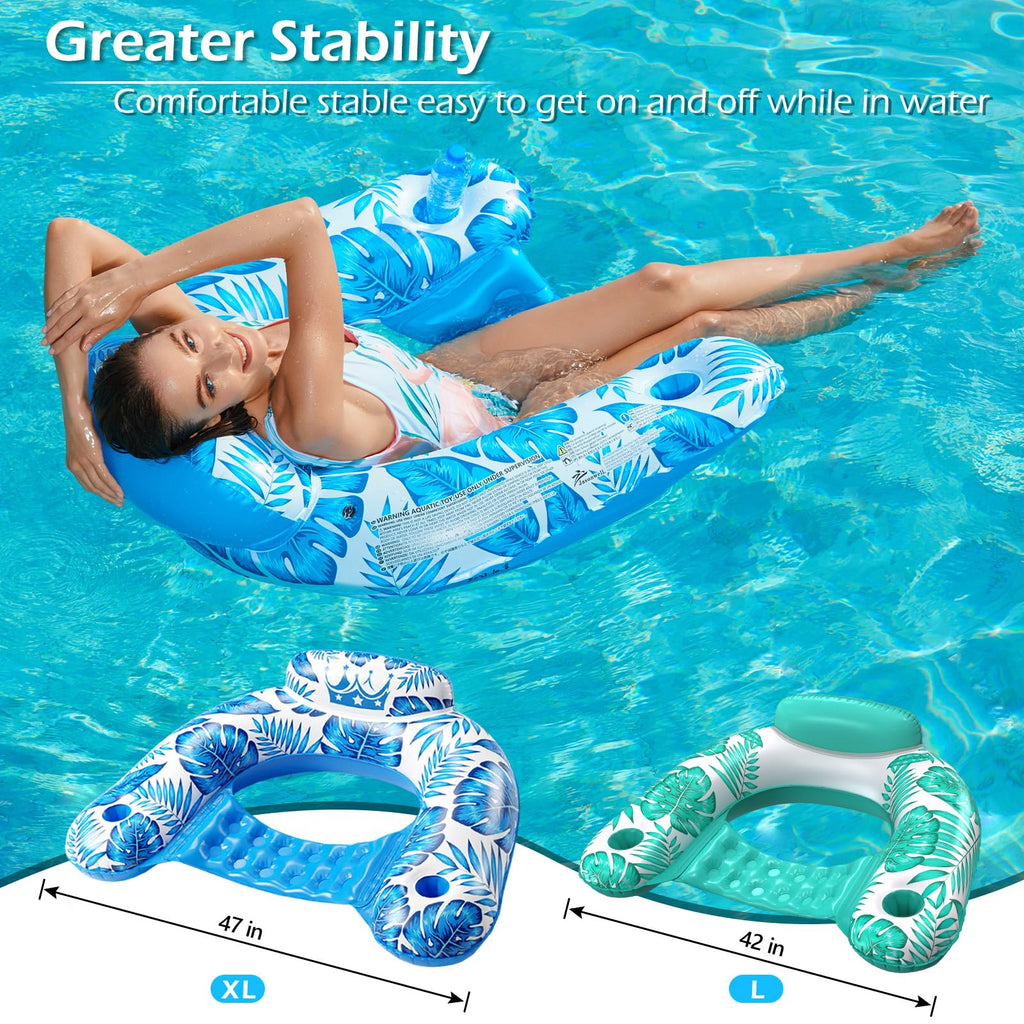 Inflatable Pool Float Chair 2Pack with Cup Holder P23664