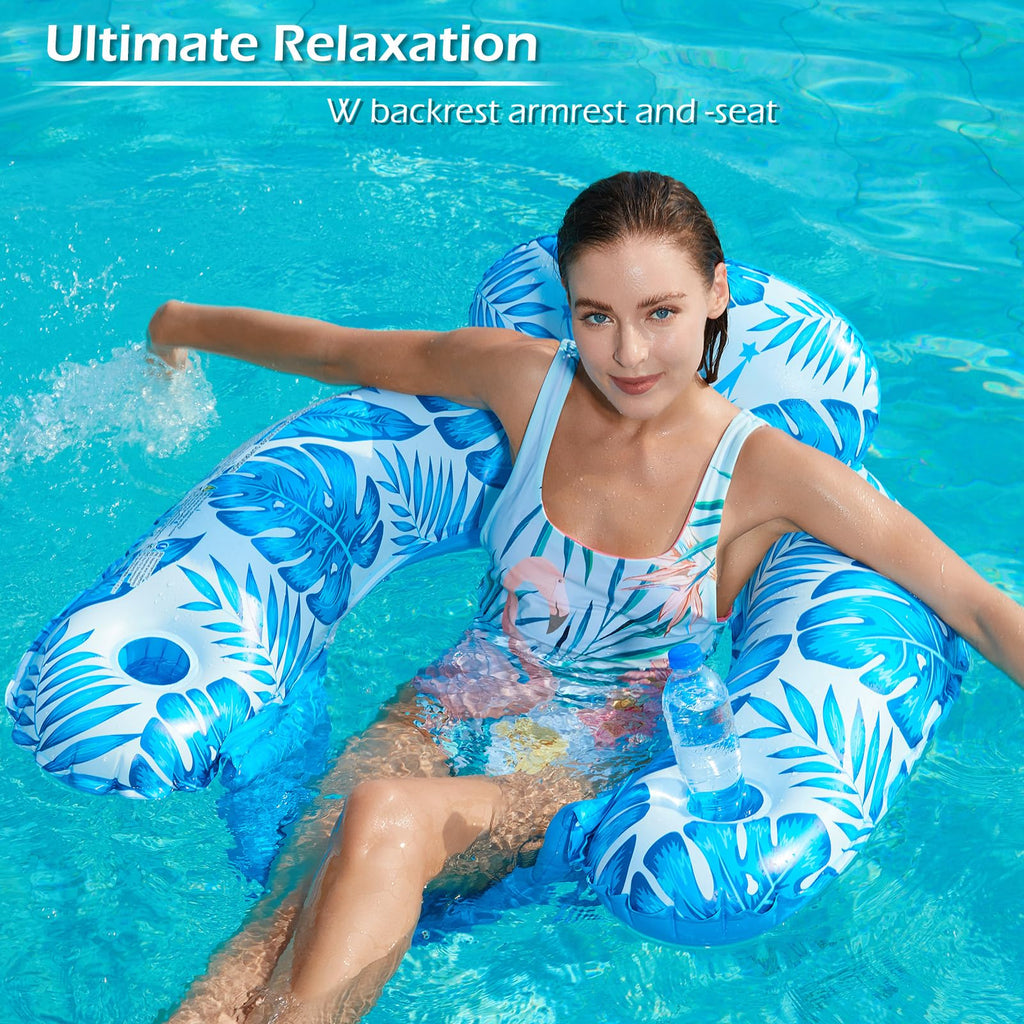 Inflatable Pool Float Chair 2Pack with Cup Holder P23664