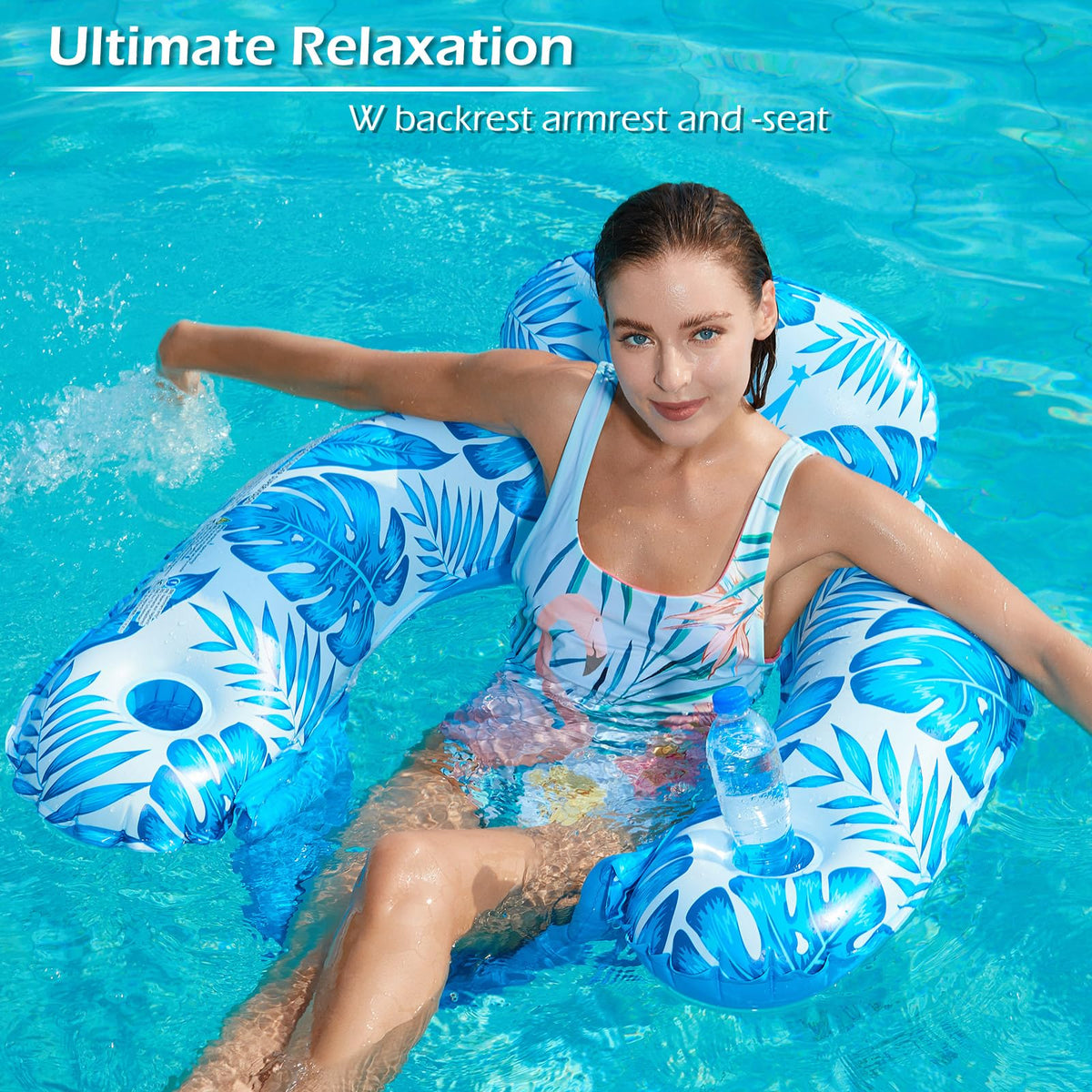 Inflatable Pool Float Chair 2Pack with Cup Holder P23664