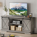 59" Farmhouse TV Stand with Sliding Barn Doors & Adjustable Shelves, Gray P82414
