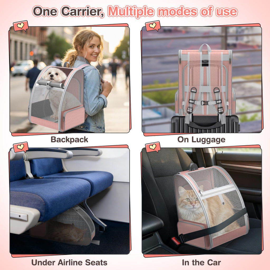 Pink Expandable Mesh Cat Backpack Carrier J3493