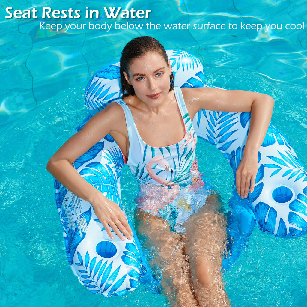 Inflatable Pool Float Chair 2Pack with Cup Holder P23664