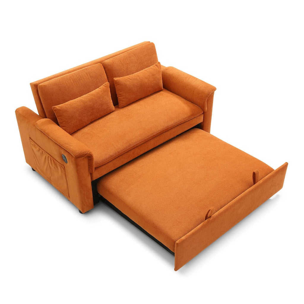 Orange Velvet Sleeper Sofa Y912