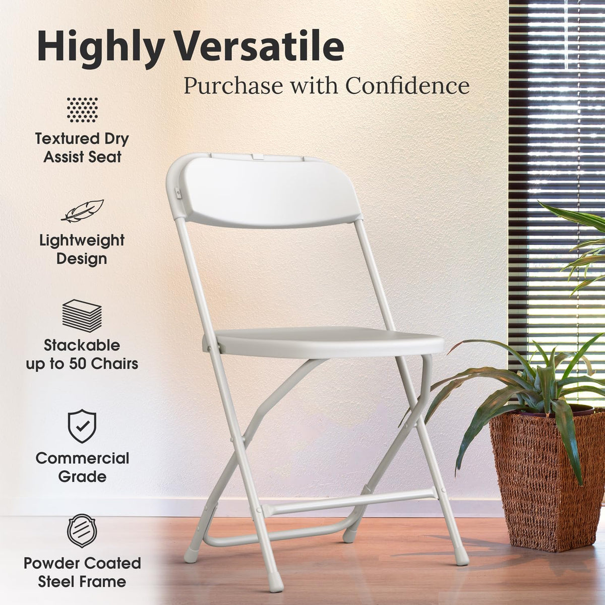 White Foldable Plastic Chair 9 Pack F8069