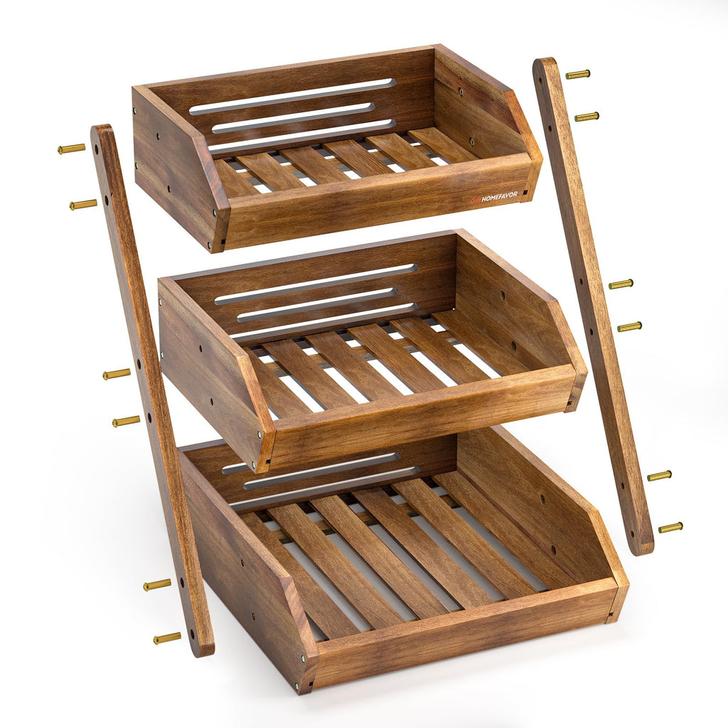 3-Tier Acacia Wood Fruit Basket N169
