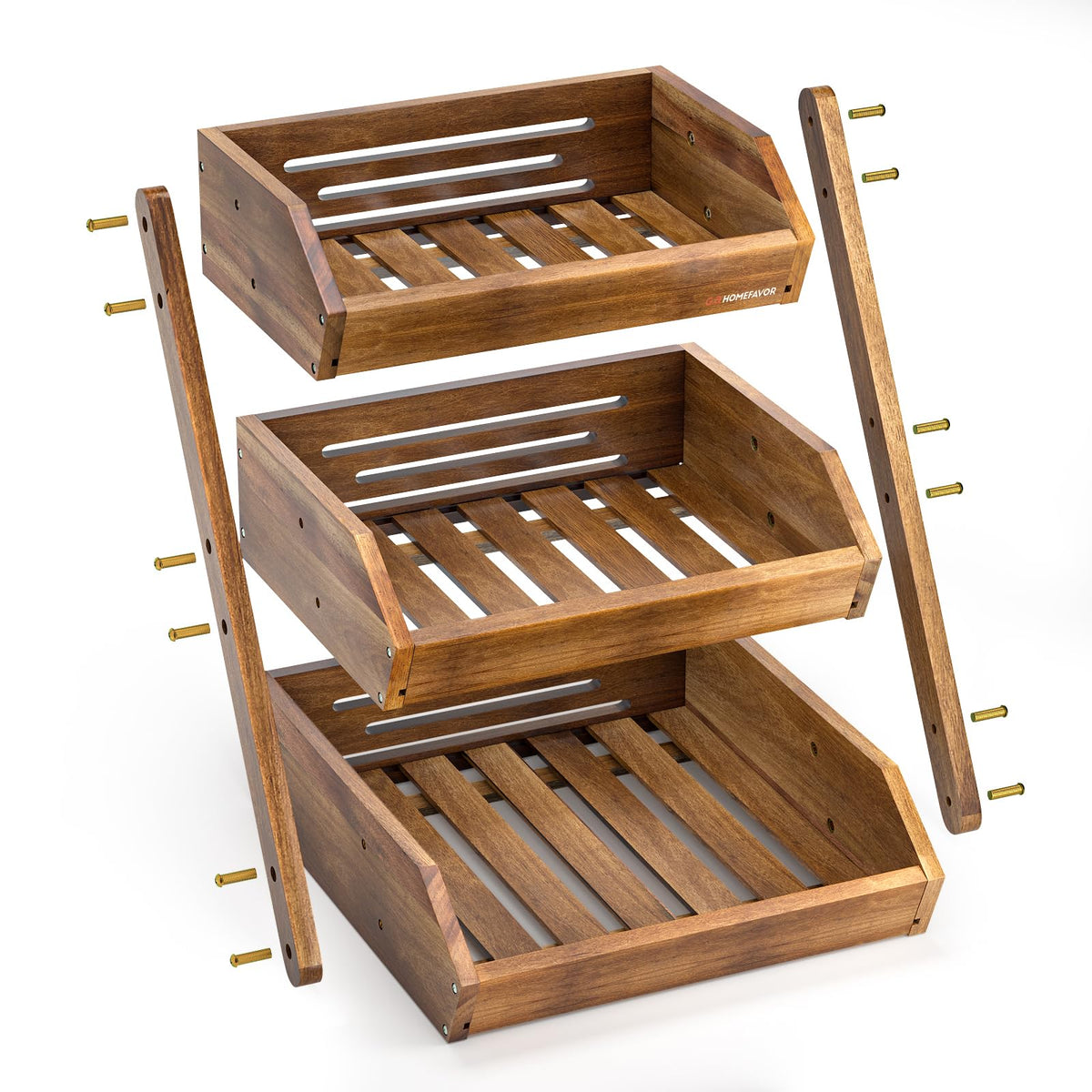 3-Tier Acacia Wood Fruit Basket N169