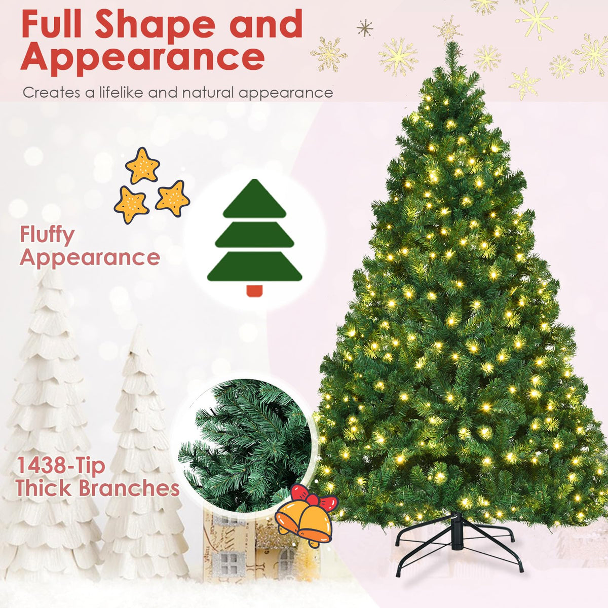 8ft Prelit Artificial Christmas Tree with 430 Warm White LED Lights D117