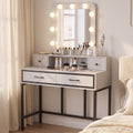 White Vanity Desk with Lighted Mirror and 4 Drawers P37362