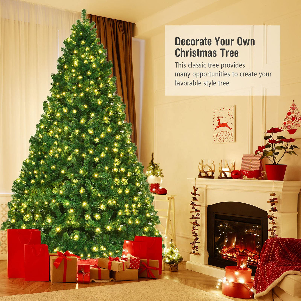 8ft Prelit Artificial Christmas Tree with 430 Warm White LED Lights D117