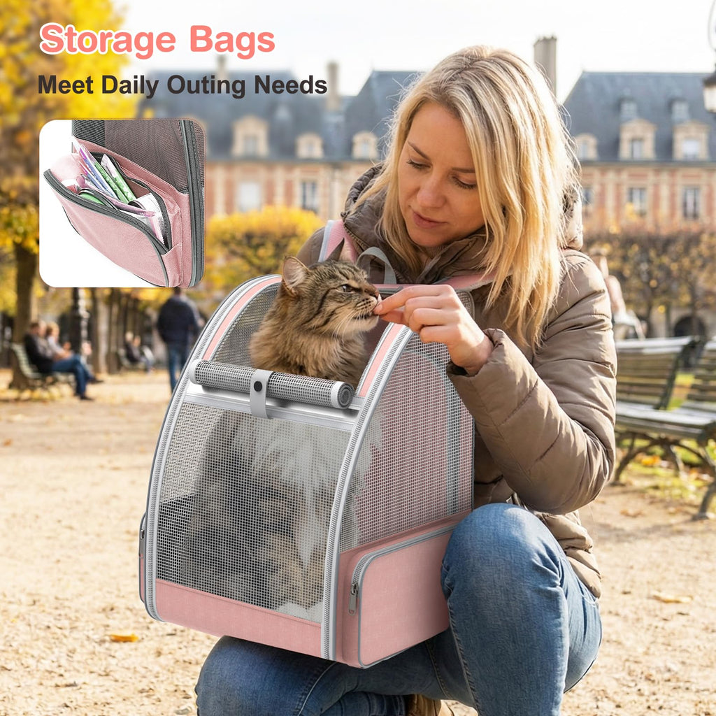 Pink Expandable Mesh Cat Backpack Carrier J3493