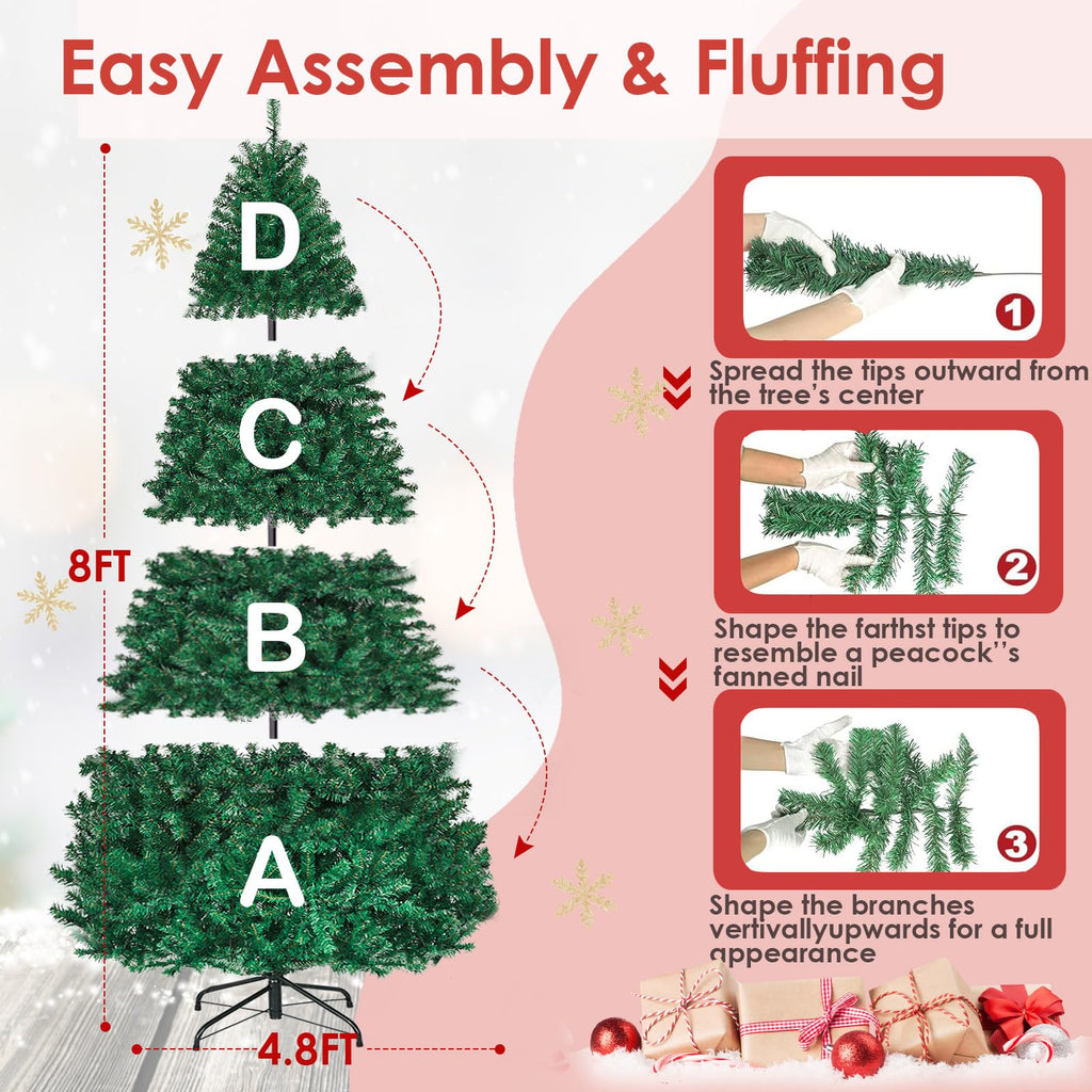 8ft Prelit Artificial Christmas Tree with 430 Warm White LED Lights D117