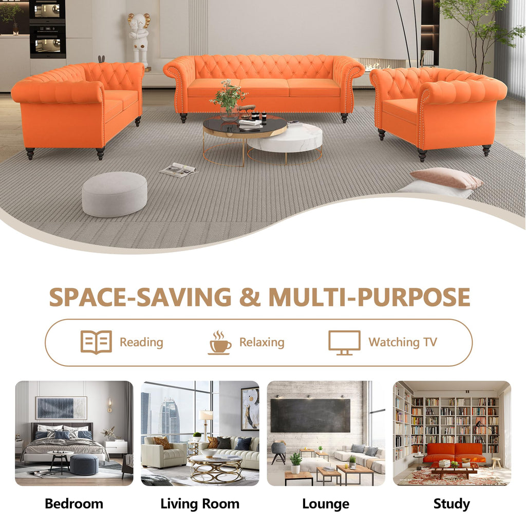 Orange Velvet Tufted Accent Chair P236096