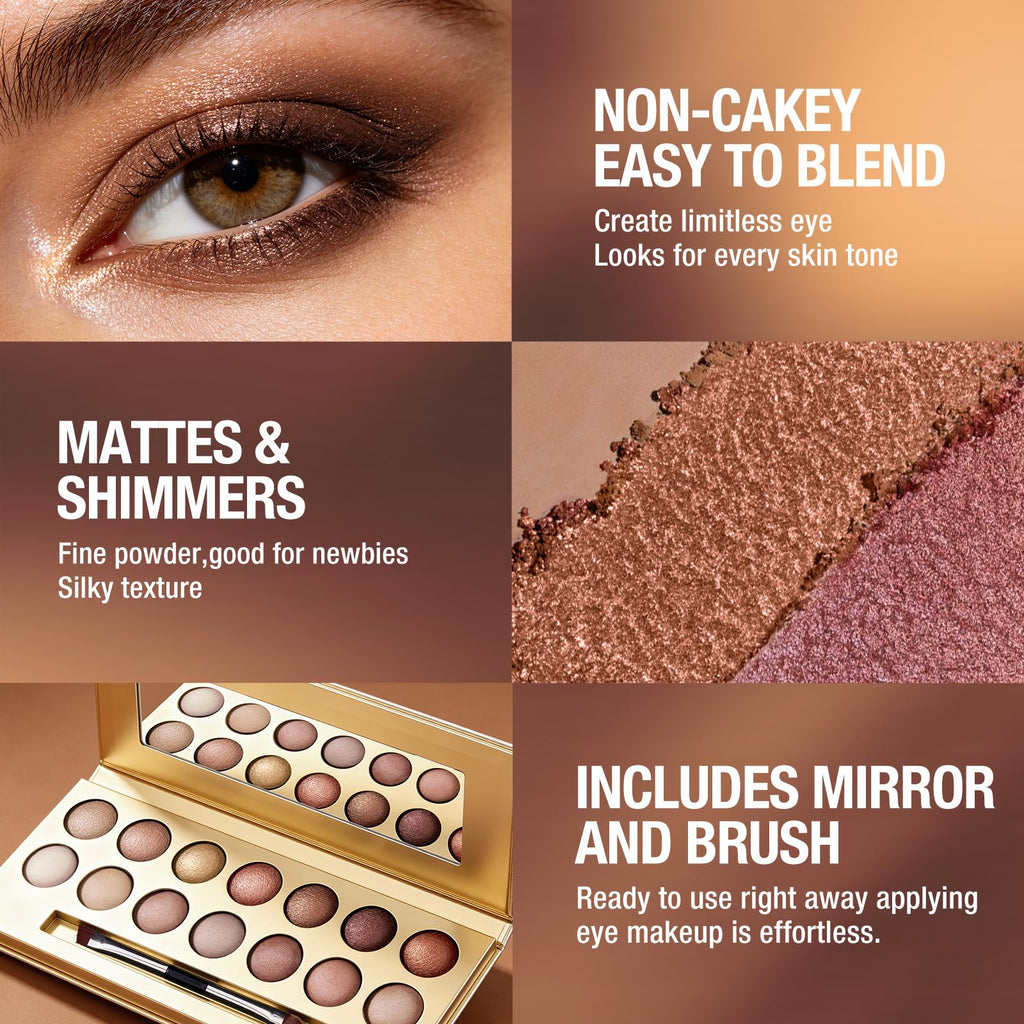 Baked Eyeshadow Palette, Matte & Shimmer N3674