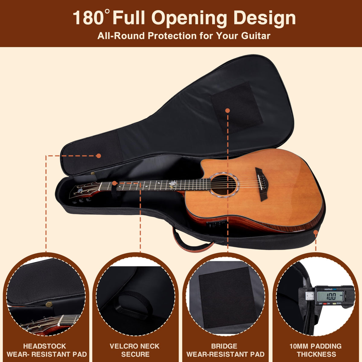 40/41/42" Waterproof PU Leather Acoustic Guitar Bag Y403