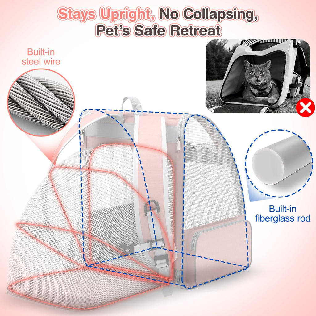 Pink Expandable Mesh Cat Backpack Carrier J3493