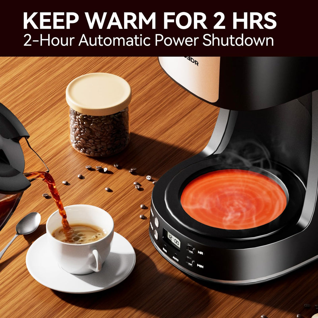 12 Cup Programmable Drip Coffee Maker with Glass Carafe and Reusable Filter K842