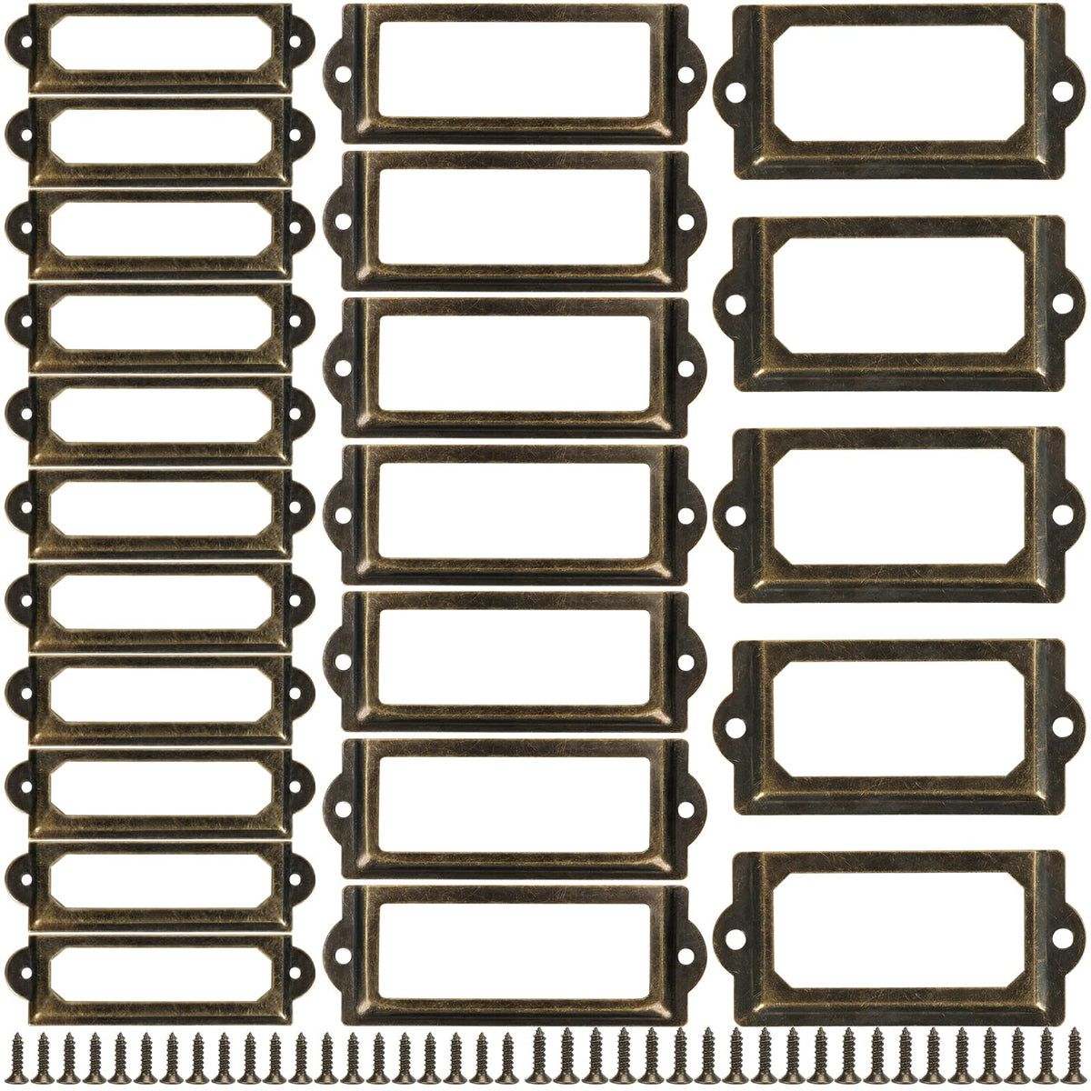 60 Pcs Metal Label Holders, 3 Sizes J56064
