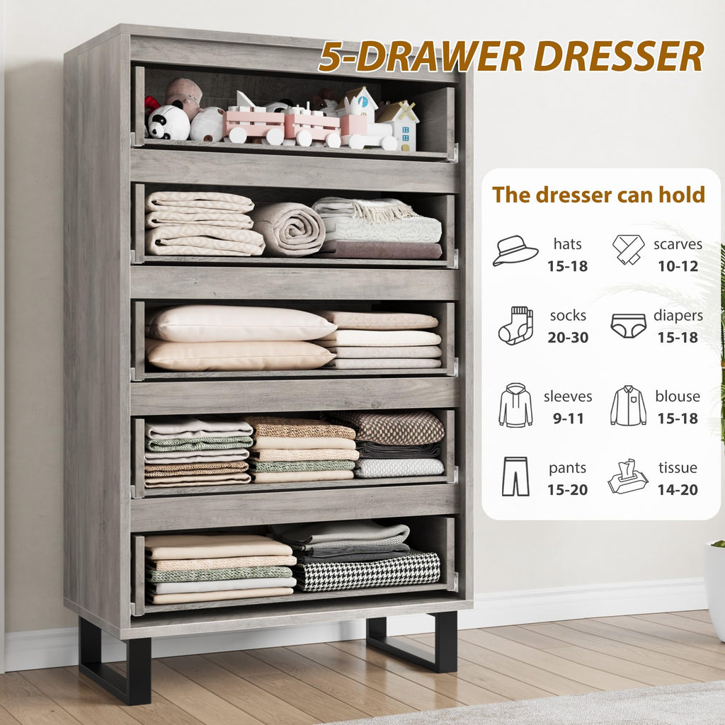 5 Drawer Vertical Dresser with Storage D7703