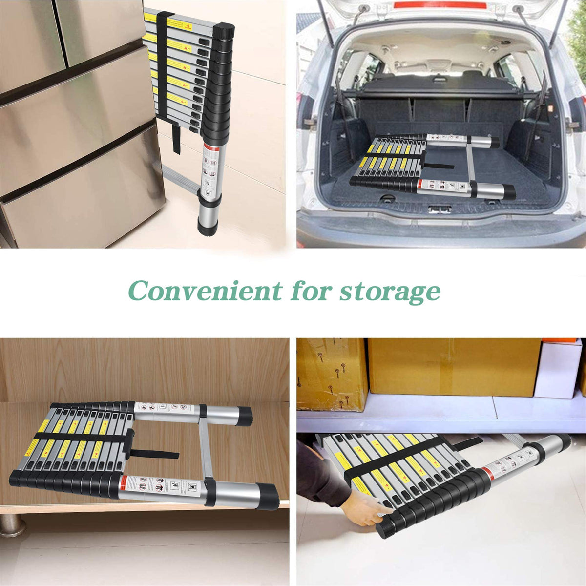 Aluminum Telescopic Extension Ladder 330 lbs Capacity 14.5FT I551124