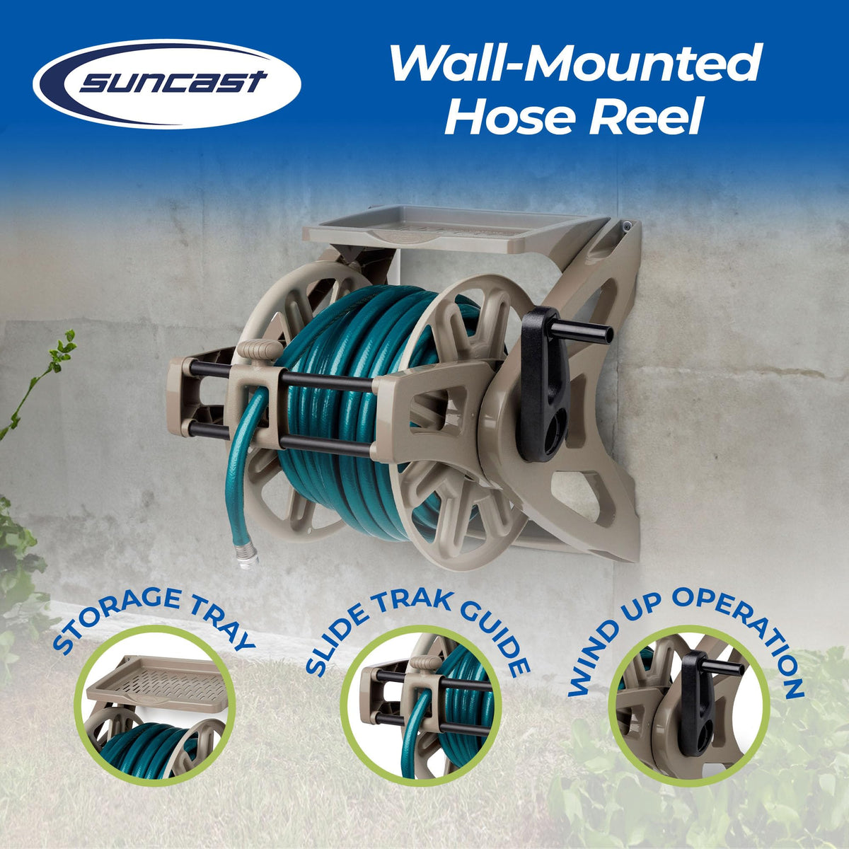 Wall-Mount Hose Reel with Storage Tray F6792