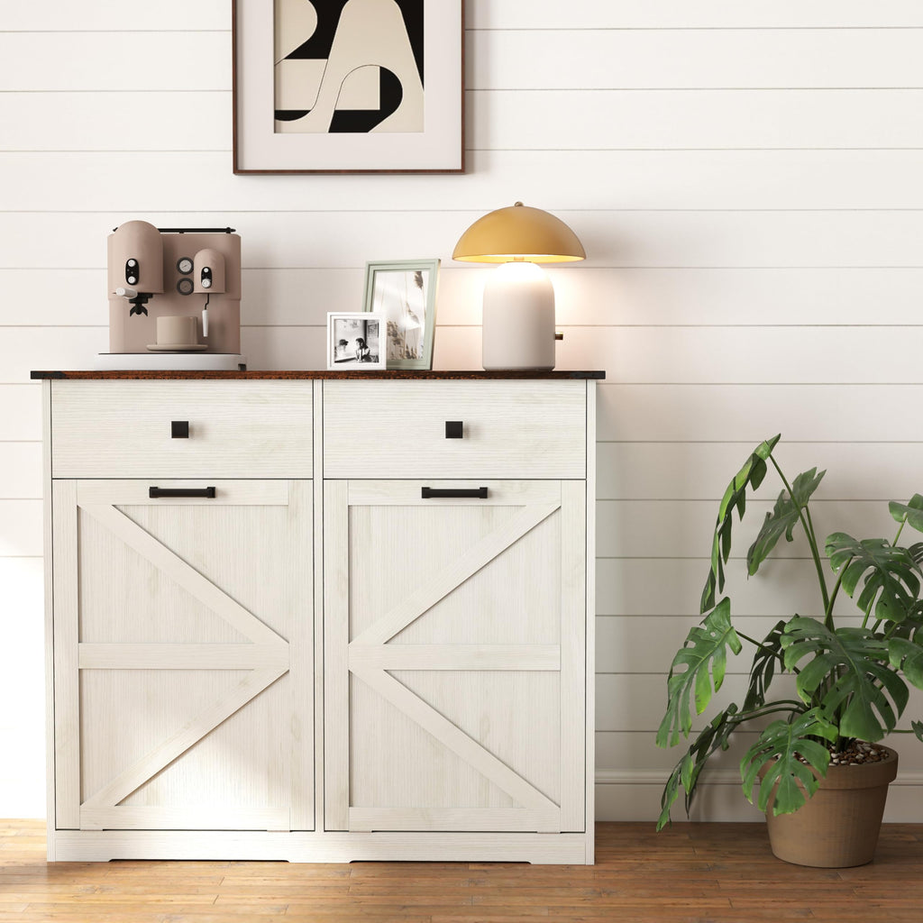 Double Tilt Out Trash Cabinet, Fits 2 10 Gallon Bins, Antique White N352