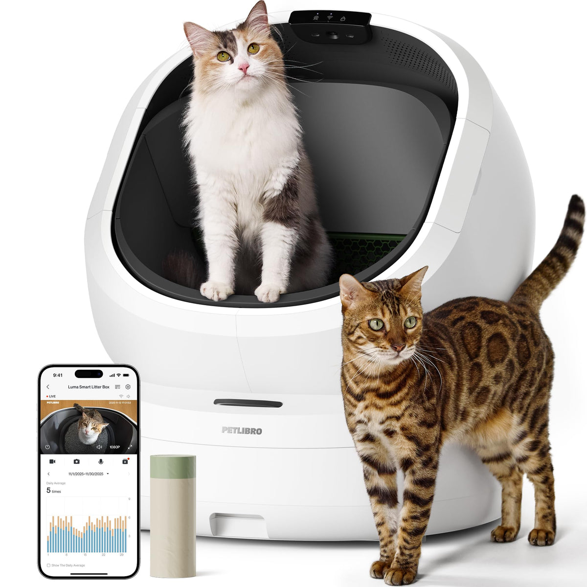 Automatic Self Cleaning Litter Box with AI Camera K54032
