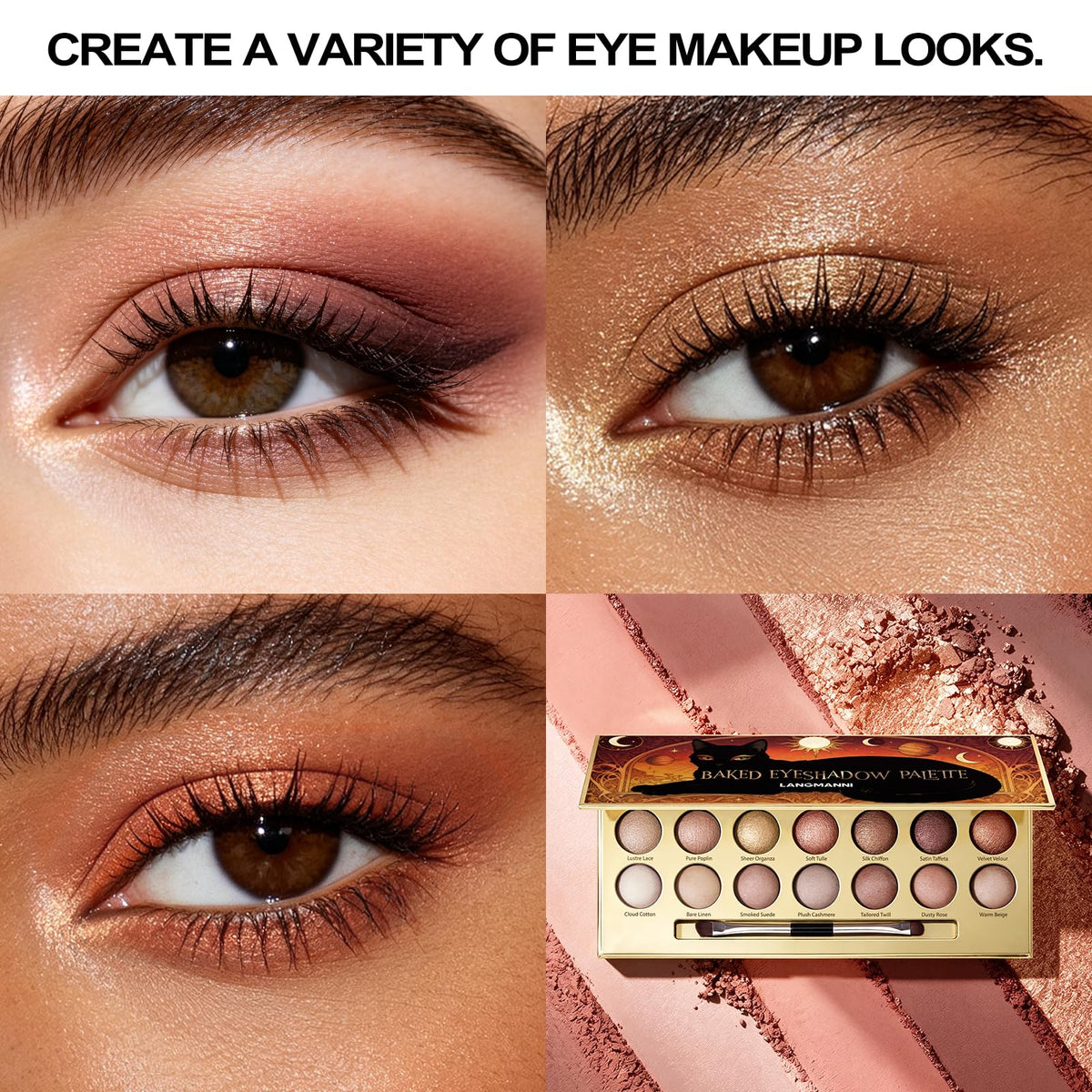 Baked Eyeshadow Palette, Matte & Shimmer N3674