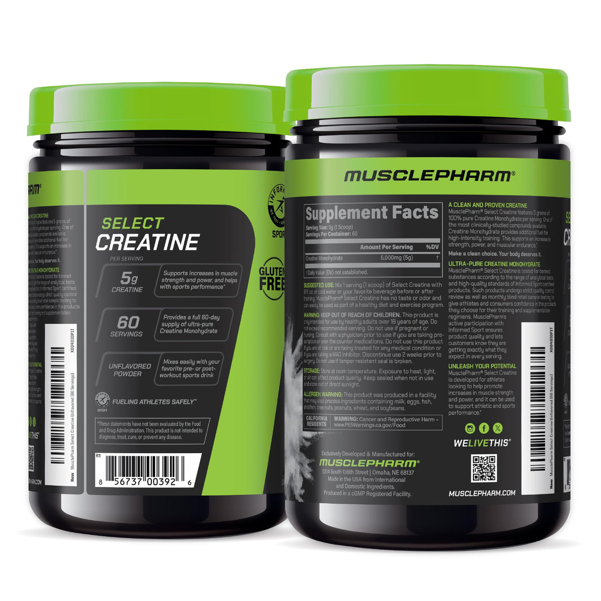 Creatine Monohydrate Powder 60 Servings D600