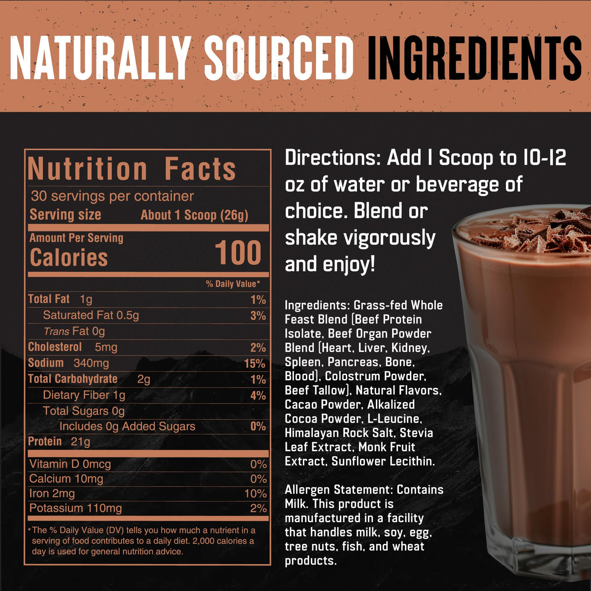 Beef Protein Powder Milk Chocolate 21g Protein U167133